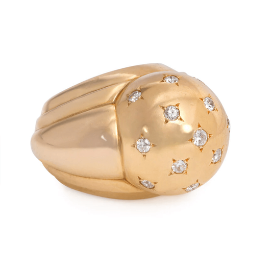 French Retro 18KT Rose Gold Diamond Ring side