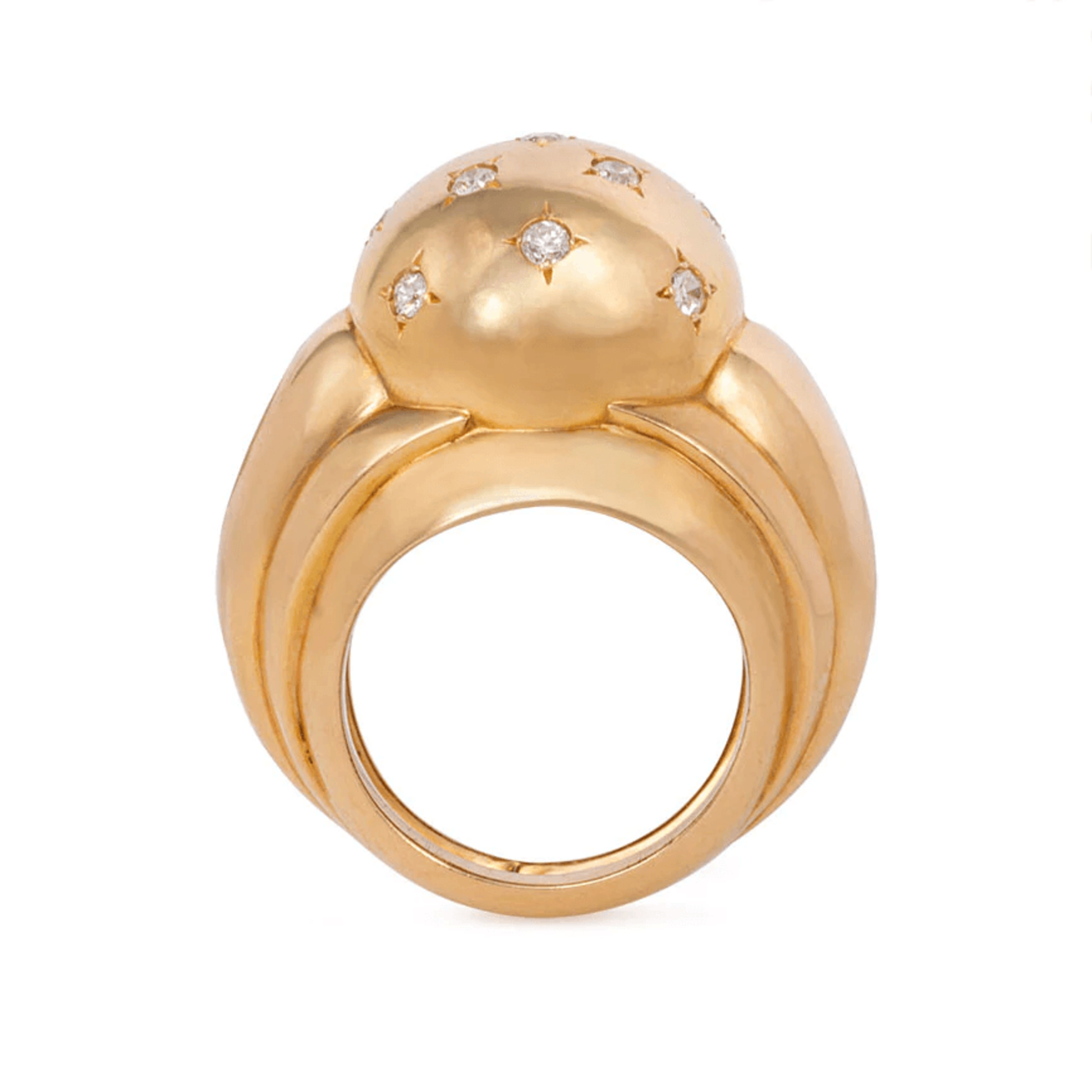 French Retro 18KT Rose Gold Diamond Ring profile