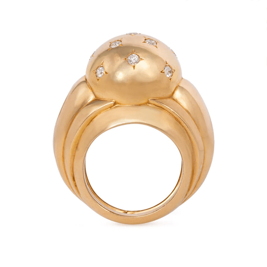 French Retro 18KT Rose Gold Diamond Ring profile