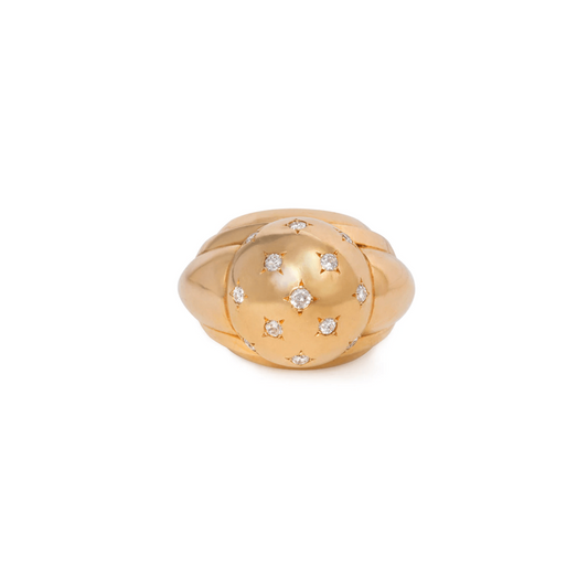 French Retro 18KT Rose Gold Diamond Ring front