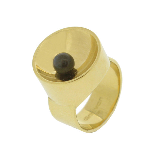 Dinh Van 1970s 18KT Yellow Gold Labradorite Ring side