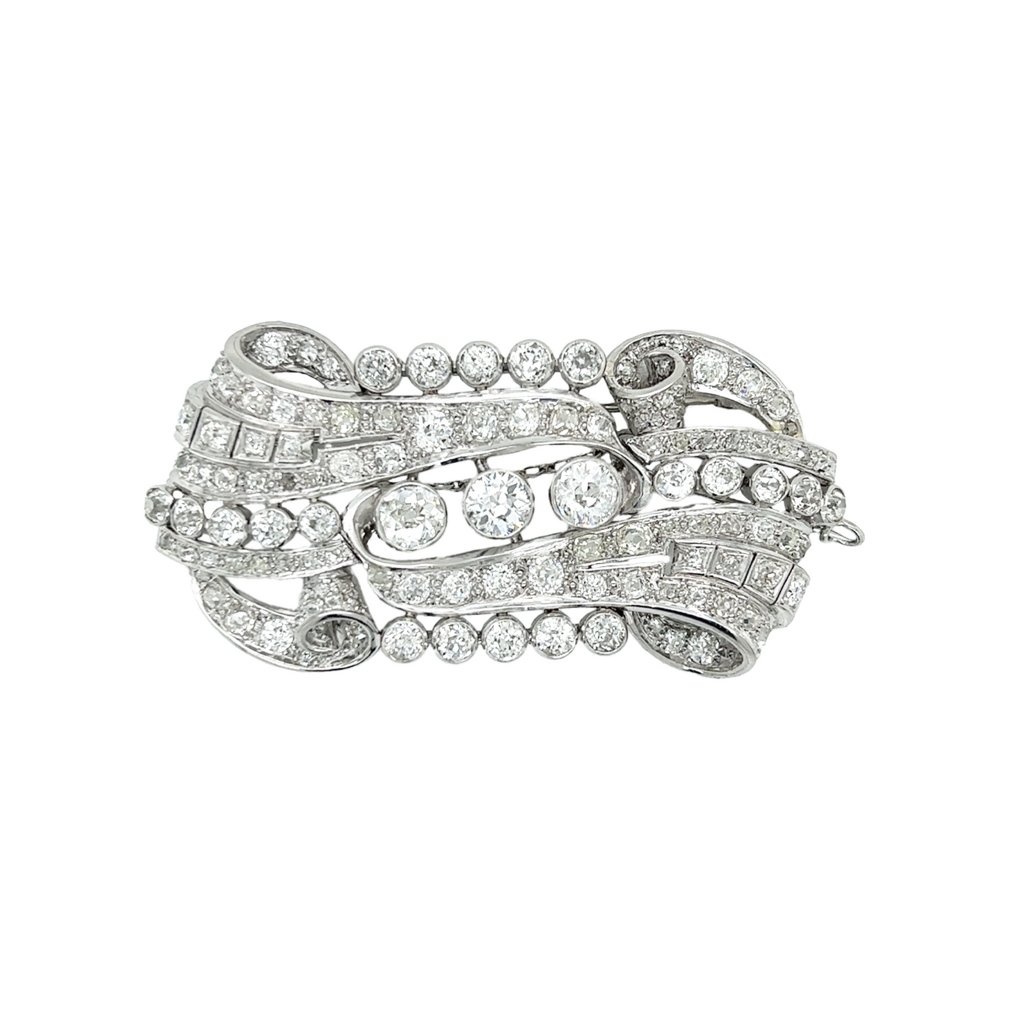 Art Deco Platinum Diamond Brooch front
