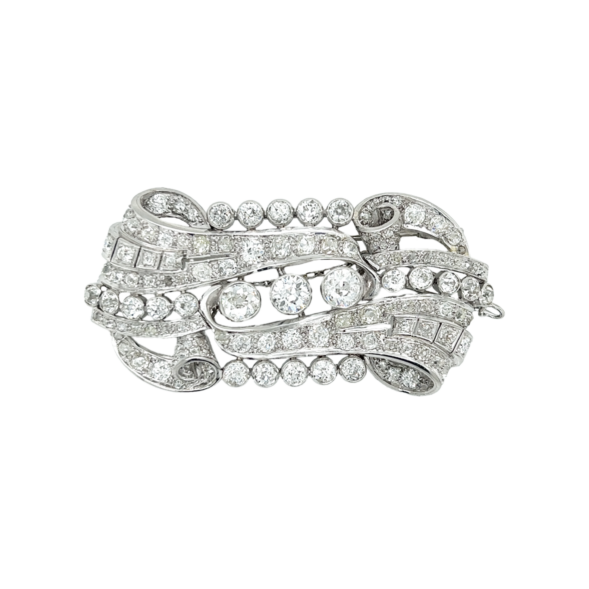 Art Deco Platinum Diamond Brooch front