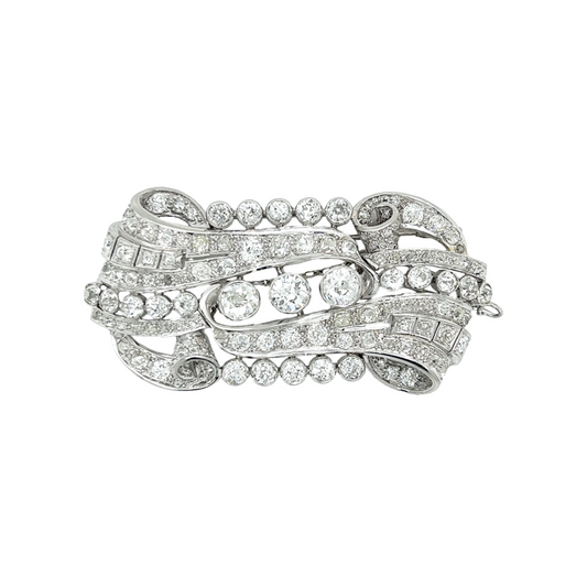 Art Deco Platinum Diamond Brooch front
