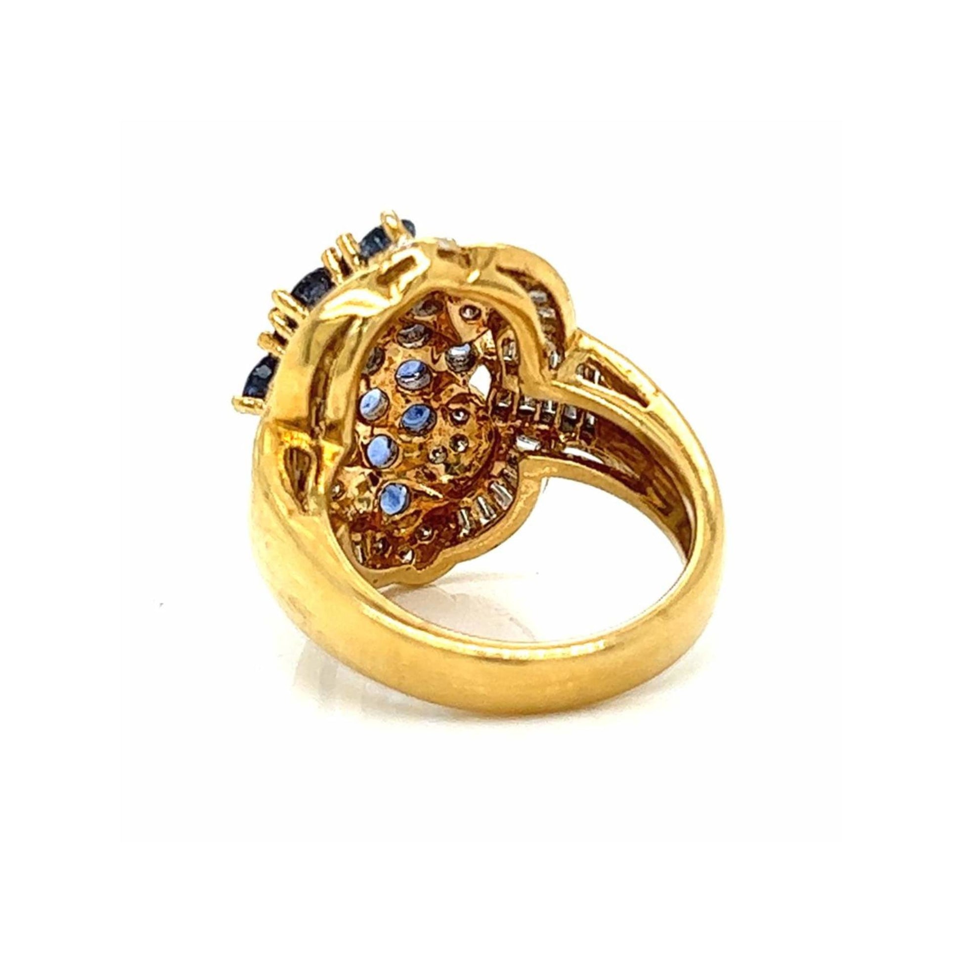 Post-1980s 18KT Yellow Gold Sapphire & Diamond Ring back