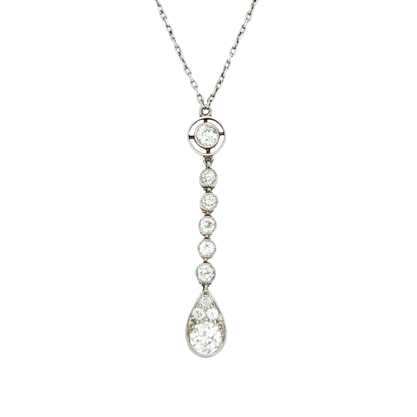 1930s Platinum Diamond Necklace front