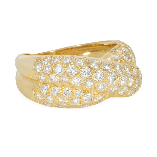 Van Cleef & Arpels French 1980s 18KT Yellow Gold Diamond Bombé Ring side