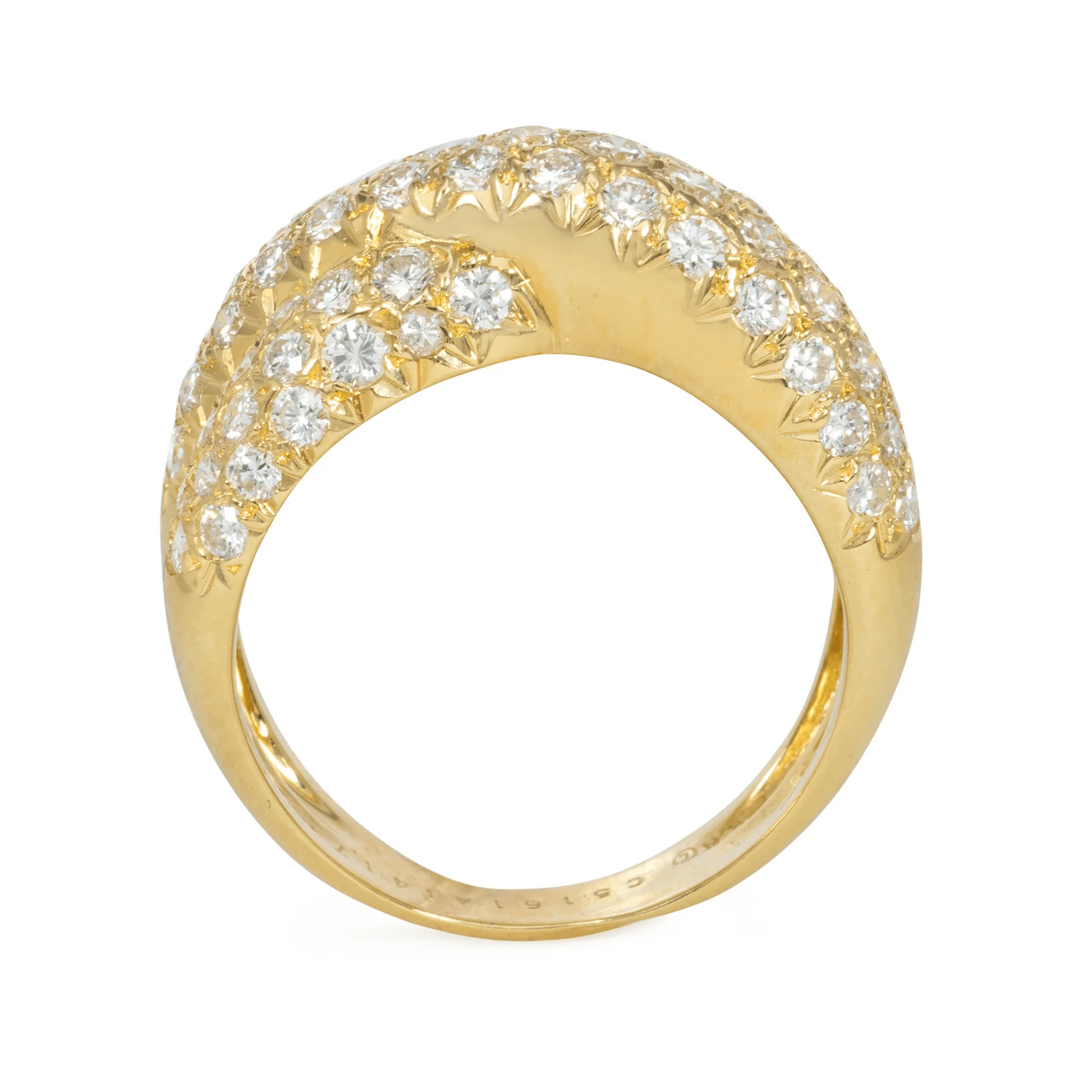 Van Cleef & Arpels French 1980s 18KT Yellow Gold Diamond Bombé Ring profile