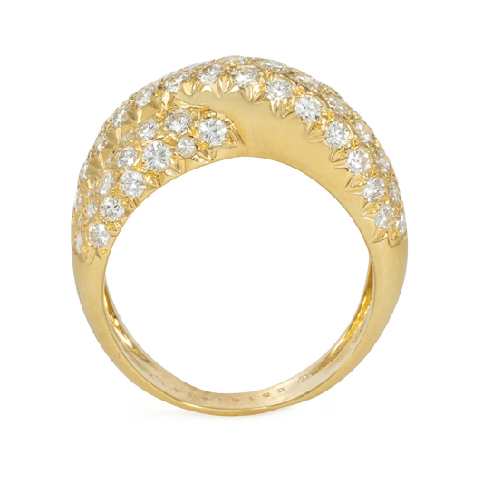 Van Cleef & Arpels French 1980s 18KT Yellow Gold Diamond Bombé Ring profile