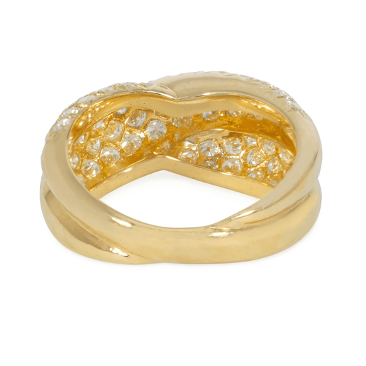 Van Cleef & Arpels French 1980s 18KT Yellow Gold Diamond Bombé Ring back