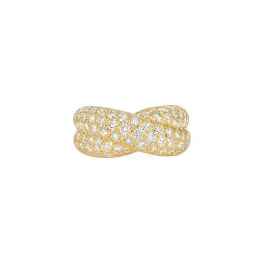 Van Cleef & Arpels French 1980s 18KT Yellow Gold Diamond Bombé Ring front