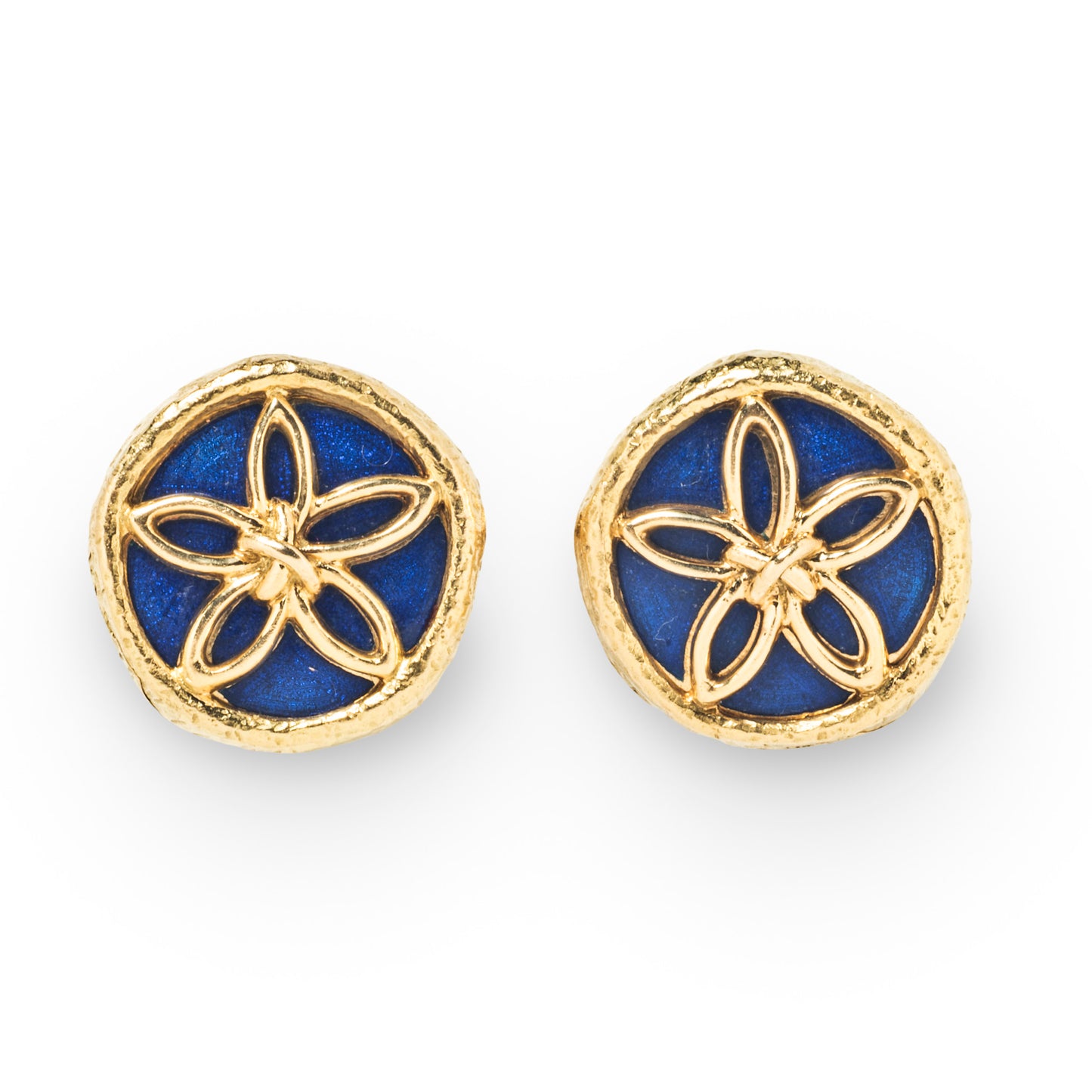 Jean Schlumberger 1980s 18KT Yellow Gold Lapis Lazuli Sand Dollar Cufflinks front