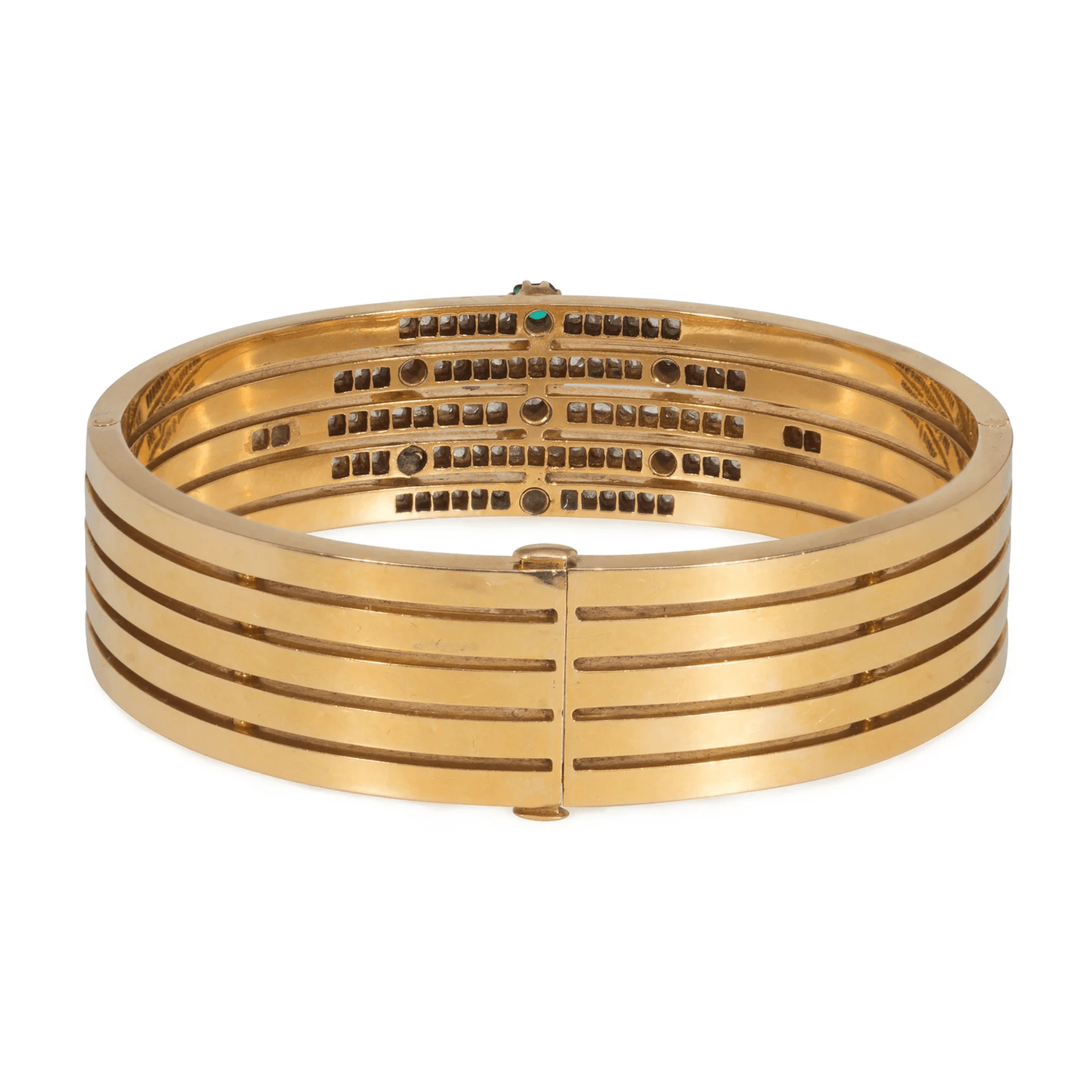 Antique 18KT Yellow Gold Multigem Bangle Bracelet back