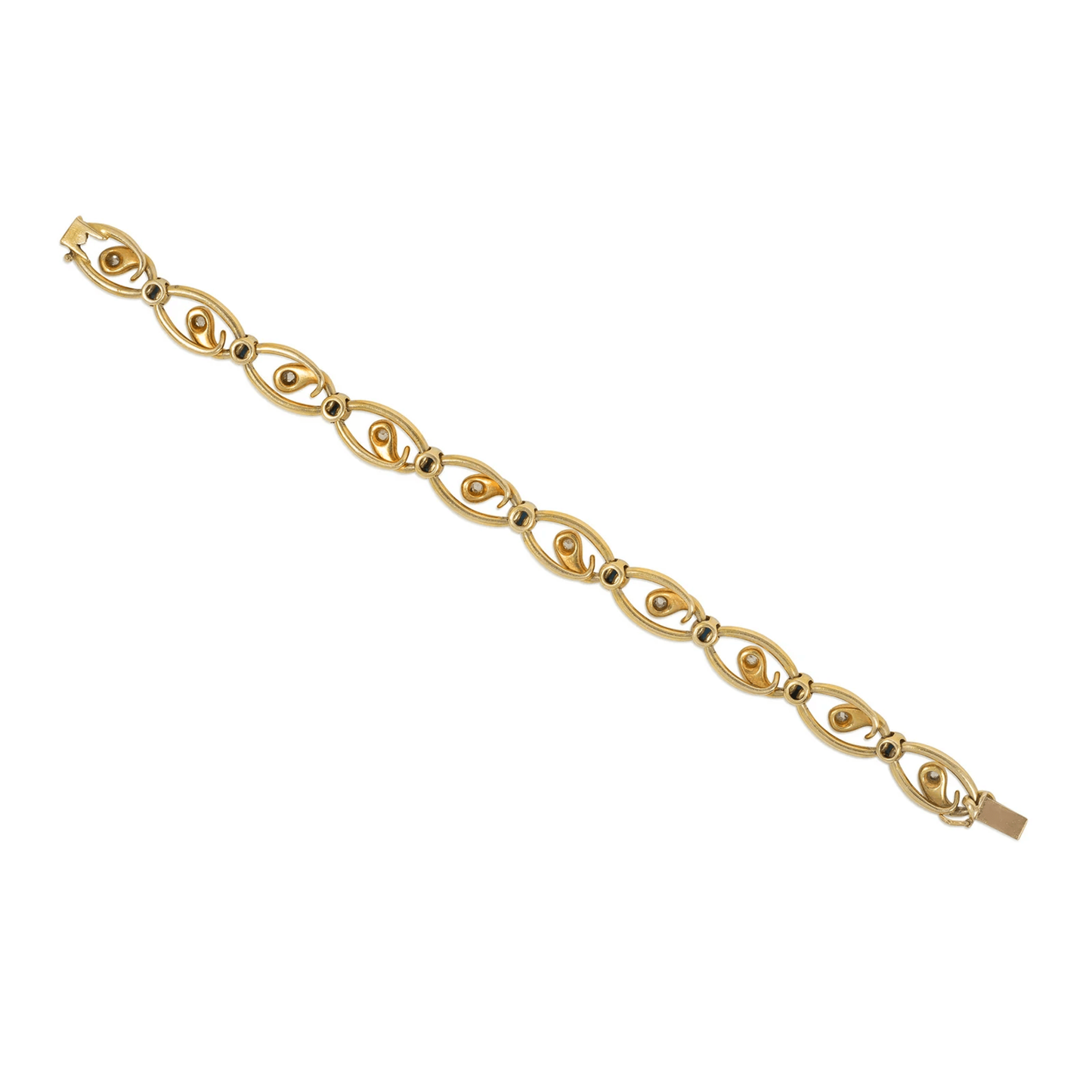 French Antique 18KT Yellow Gold Diamond & Turquoise Snake Bracelet back