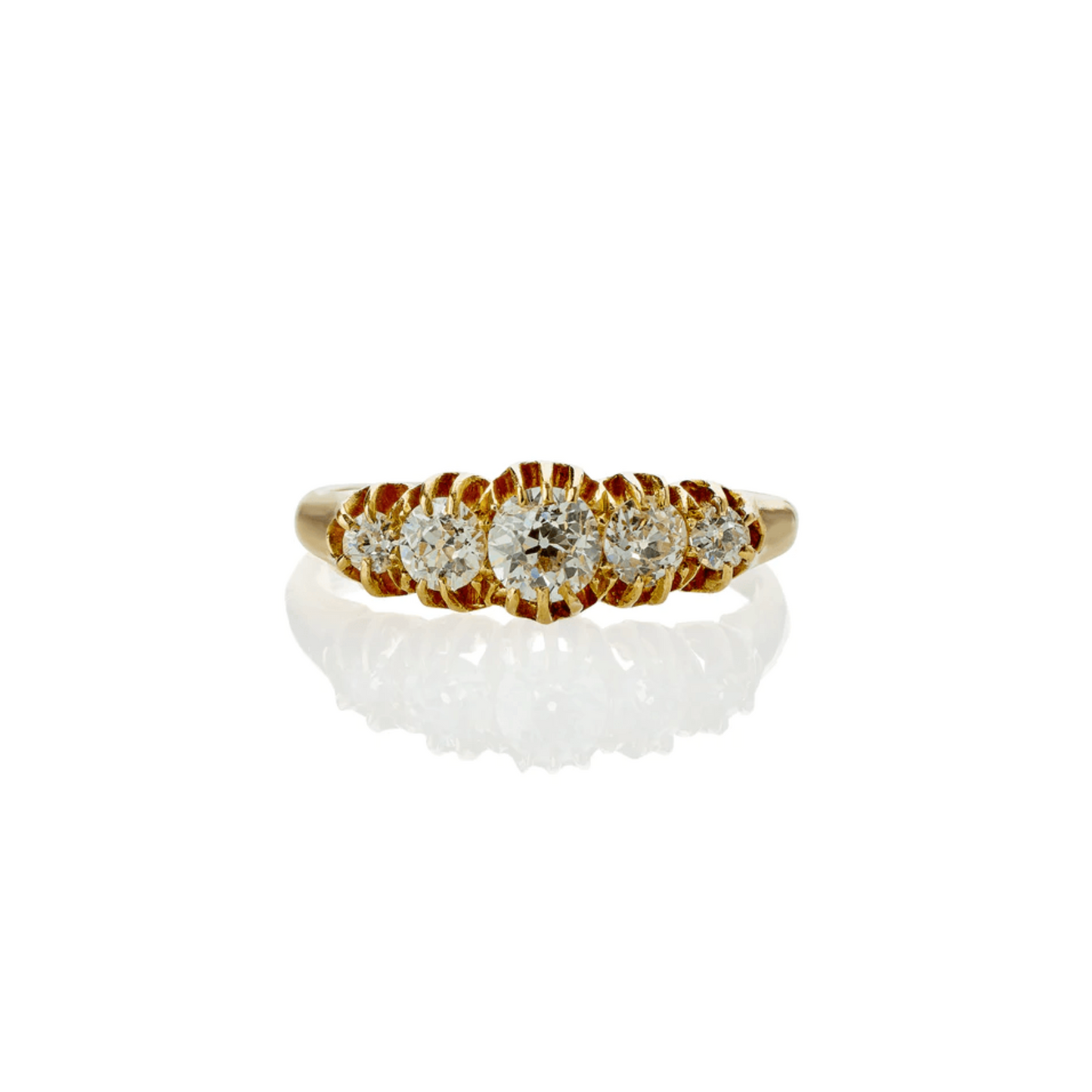 Edwardian 18KT Yellow Gold Diamond Ring front