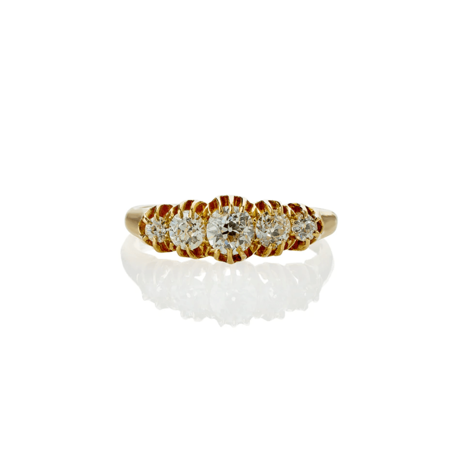 Edwardian 18KT Yellow Gold Diamond Ring front