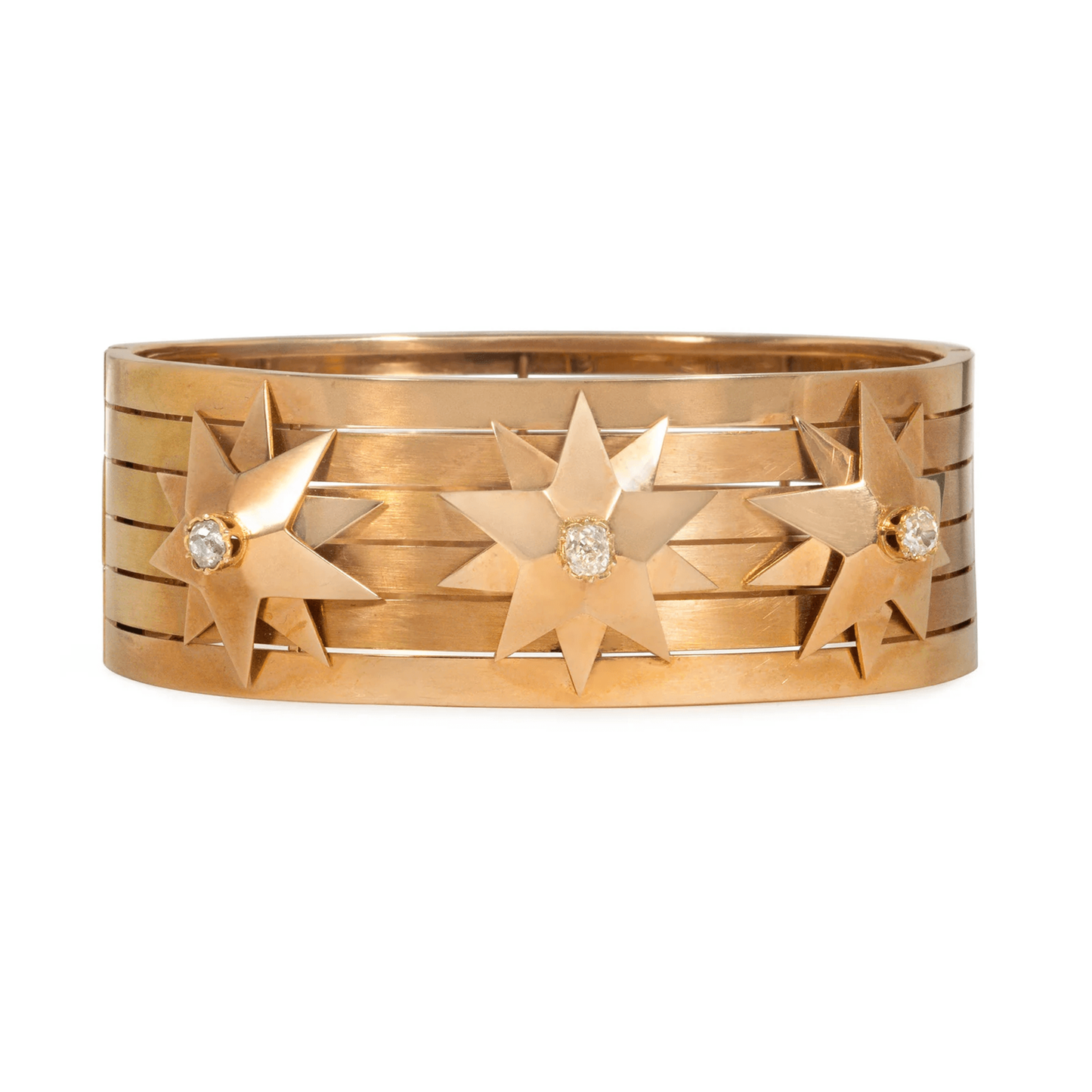 French Victorian 18KT Yellow Gold Diamond Bracelet front