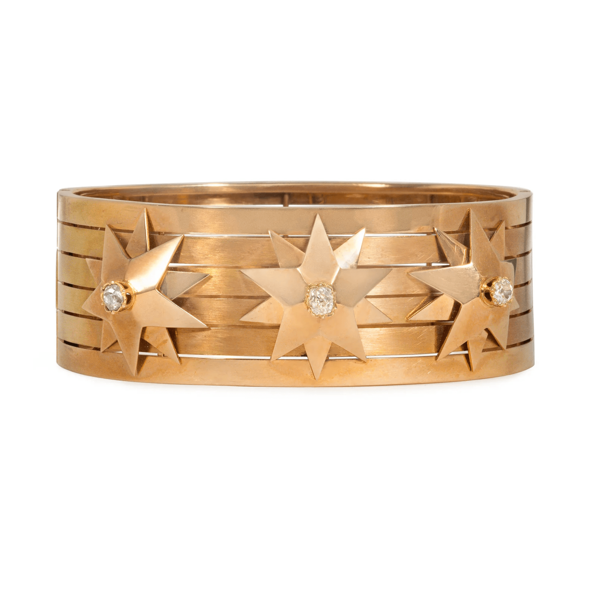 French Victorian 18KT Yellow Gold Diamond Bracelet front