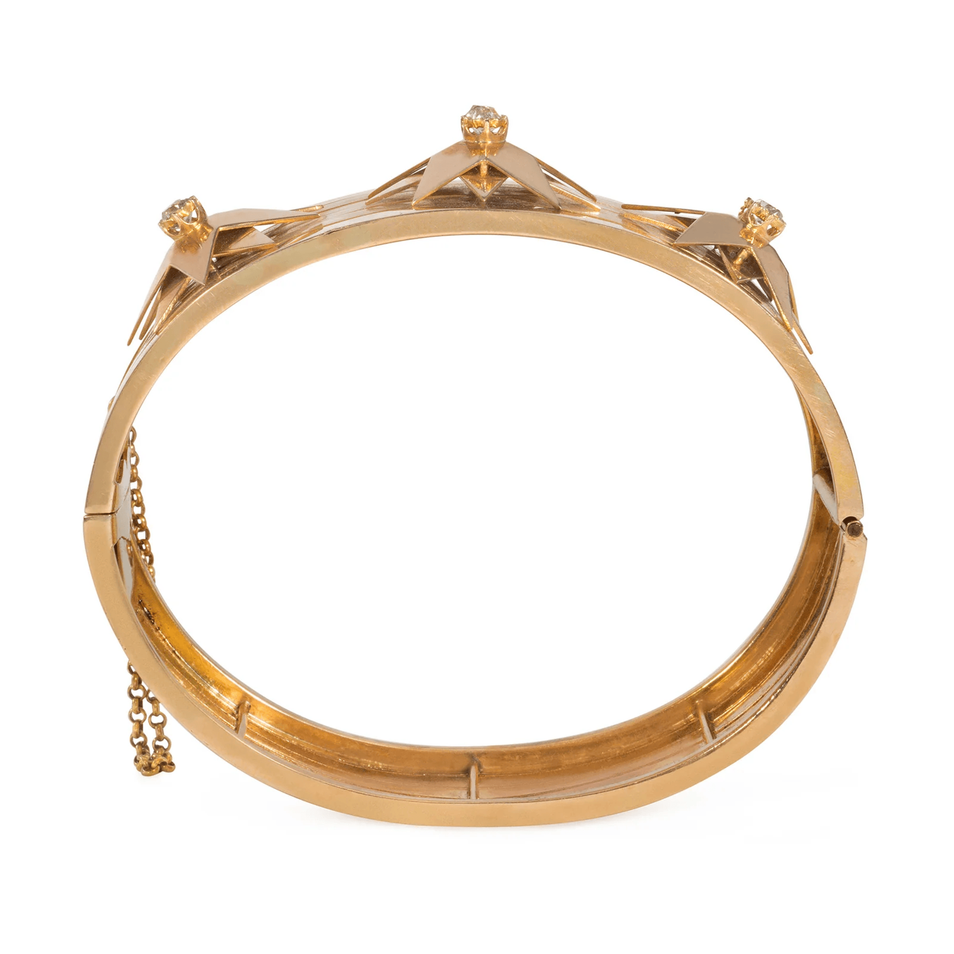 French Victorian 18KT Yellow Gold Diamond Bracelet profile