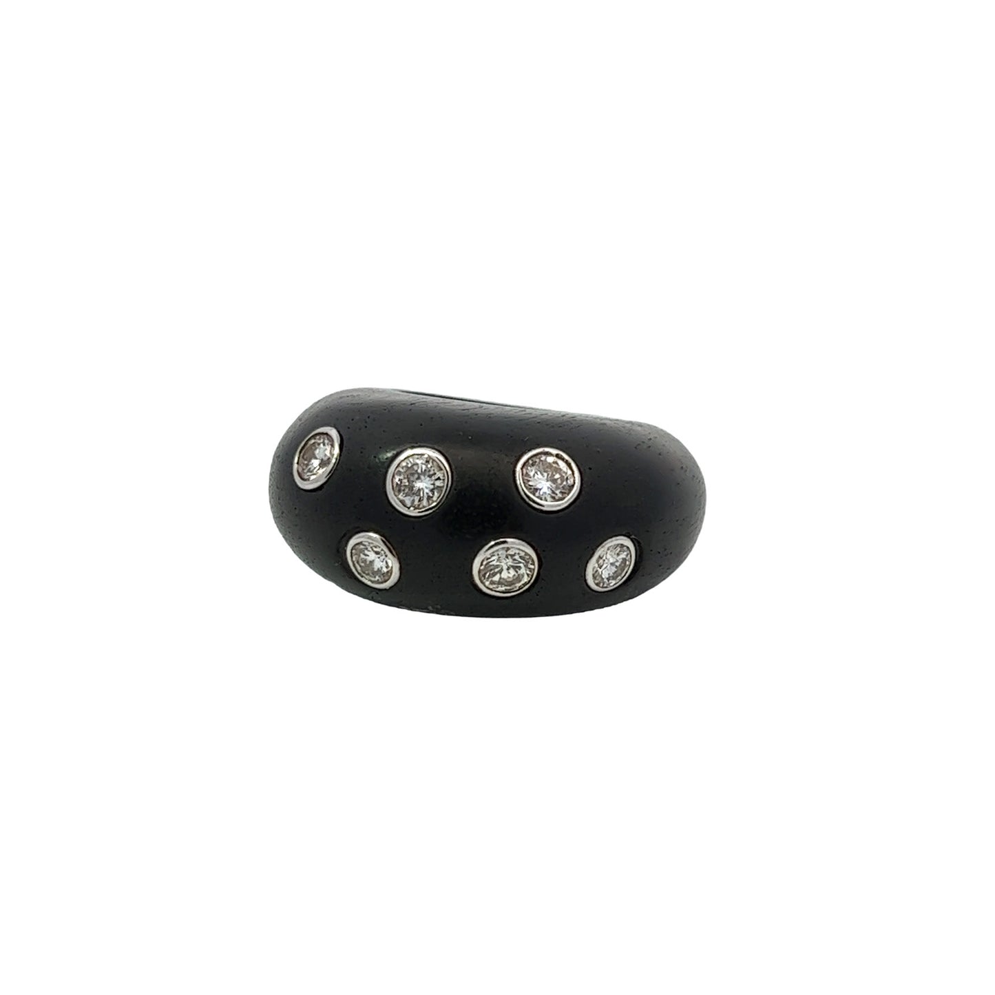 Post-1980s 18KT White Gold Wood Ring front view