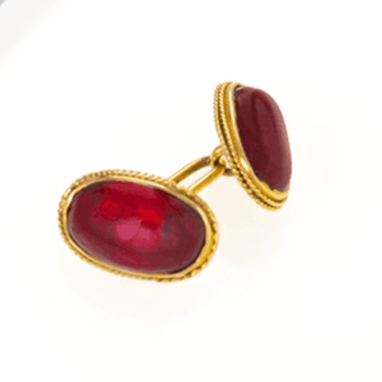 Victorian 14KT Yellow Gold Garnet Cufflinks front