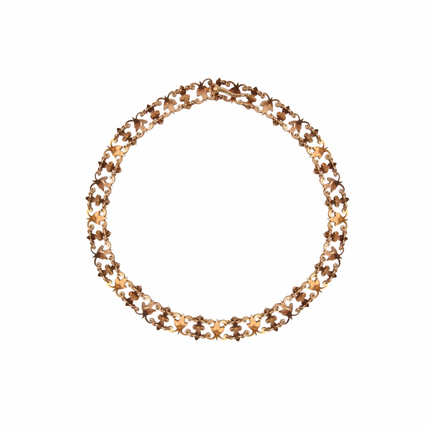 French Antique Silver & 18KT Yellow Gold Diamond Necklace back