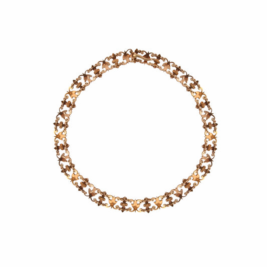 French Antique Silver & 18KT Yellow Gold Diamond Necklace back