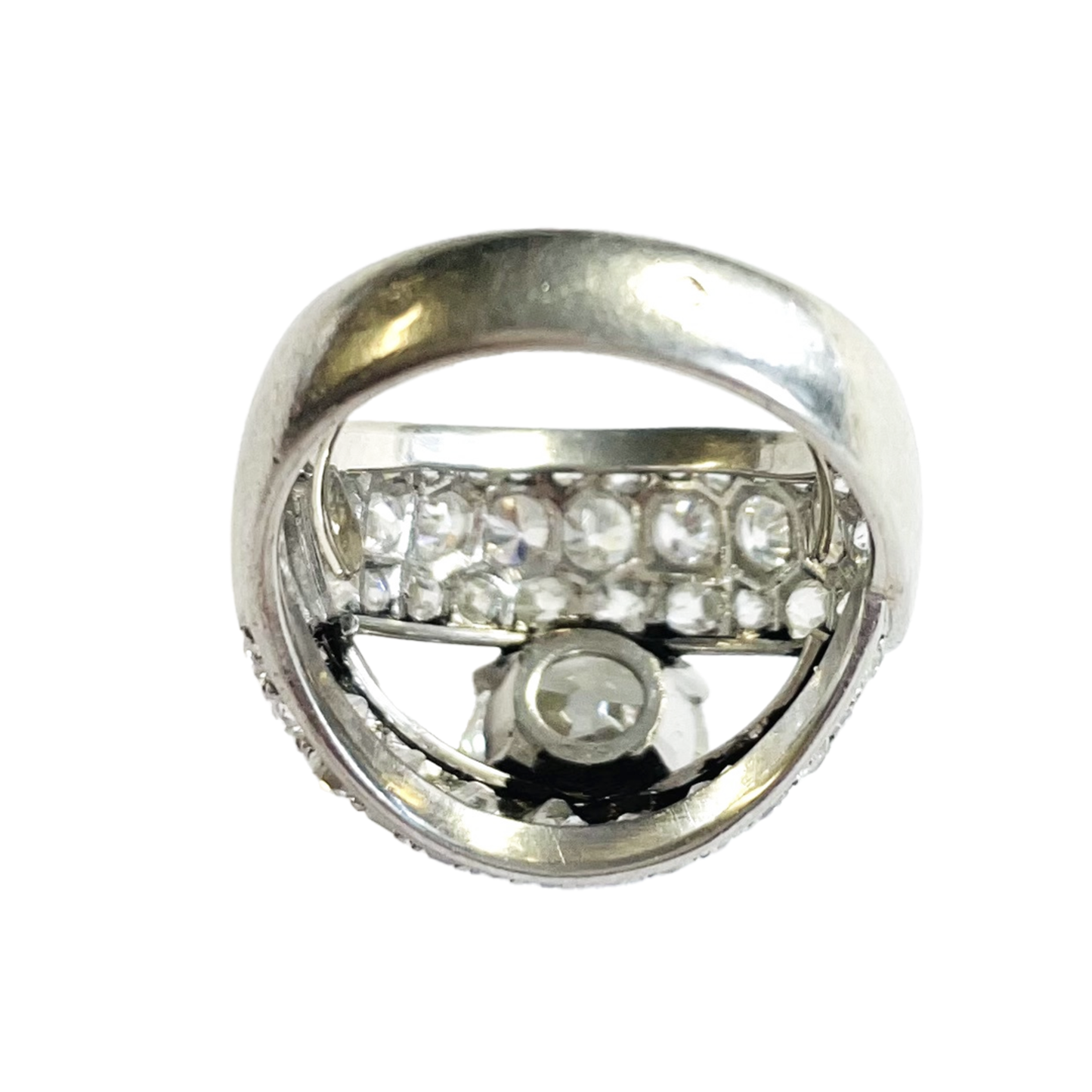 French 1950s Platinum Diamond Ring back