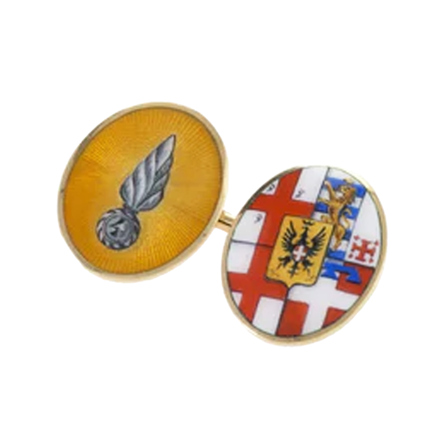 Granero Torino Italian 1980s 18KT Yellow Gold Enamel Cufflinks front