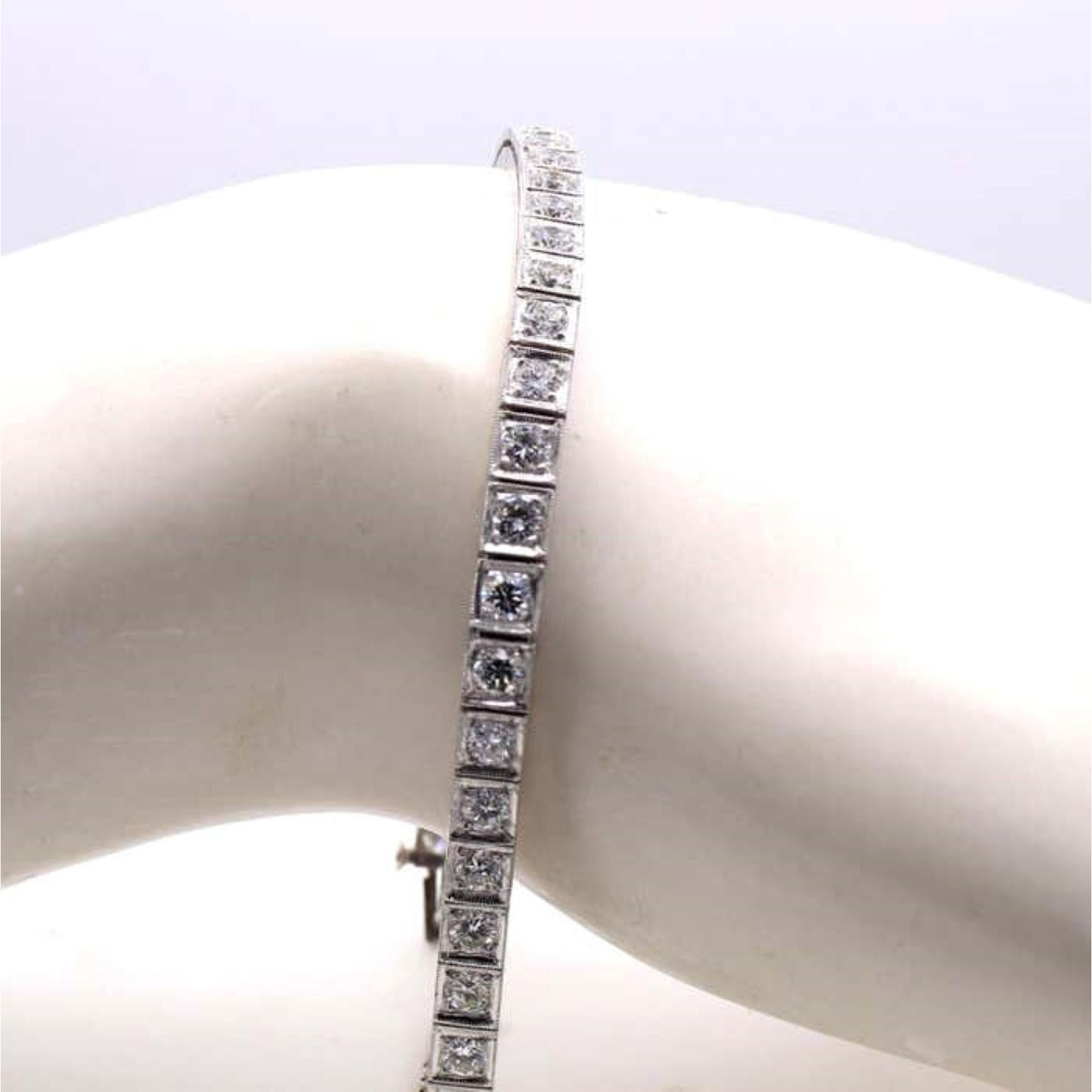 1950s Platinum Diamond Bracelet on wrist