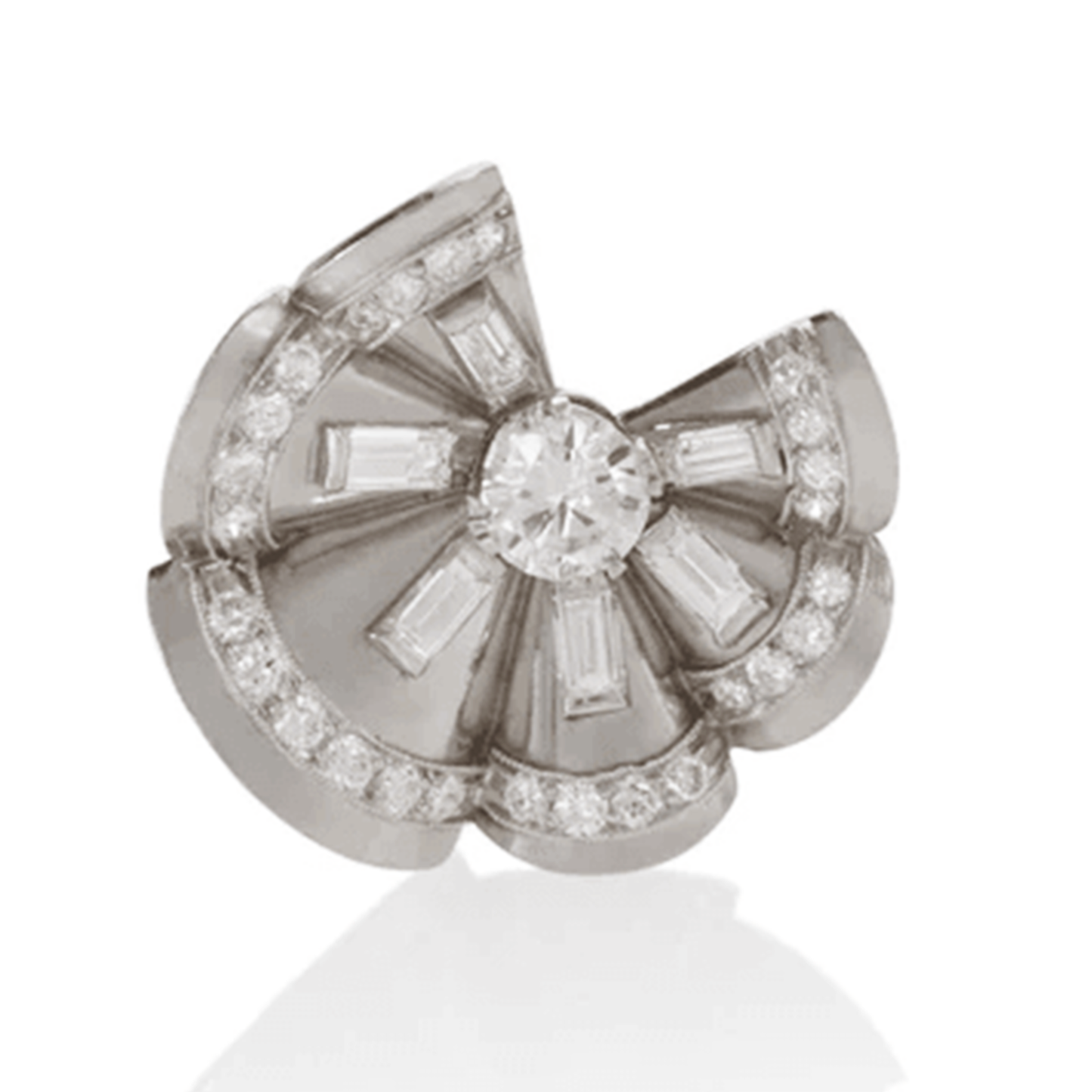 1950s Platinum Diamond Earrings close-up front