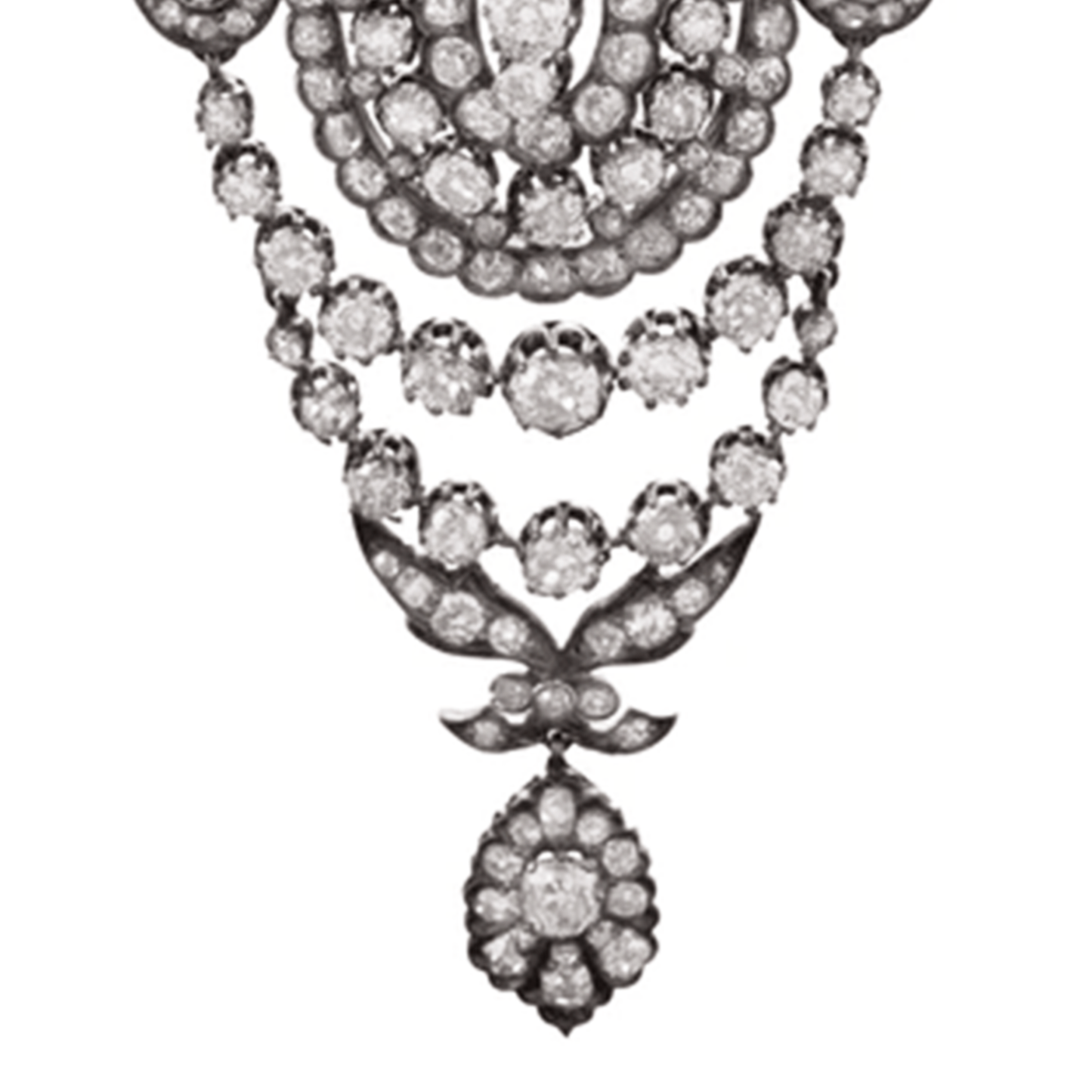 French Victorian Silver & 18KT Yellow Gold Diamond Brooch close-up front