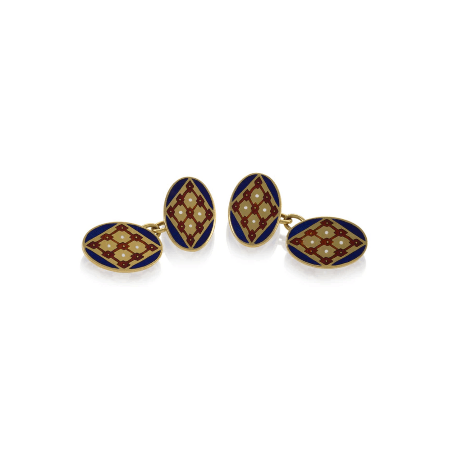 1940s 18KT Yellow Gold Enamel Cufflinks front