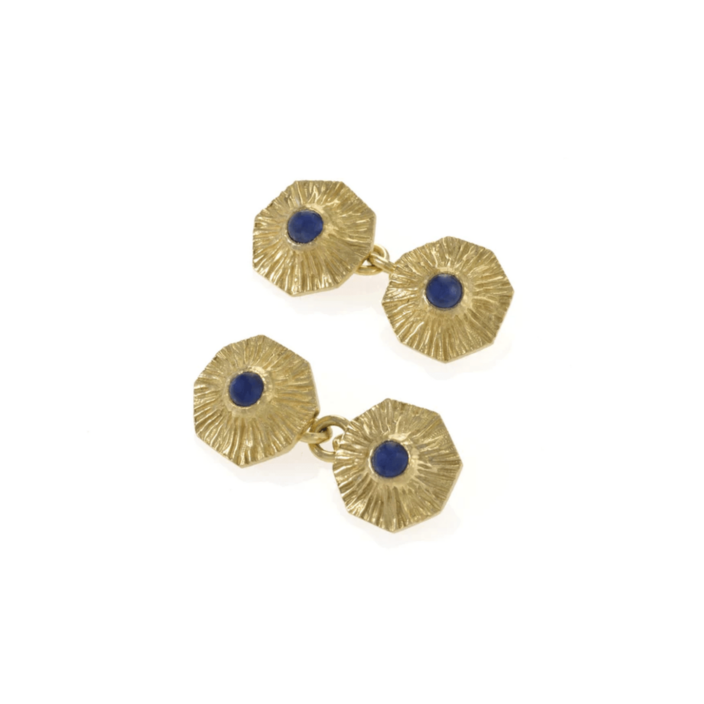 Boucheron Paris 1960s 18KT Yellow Gold Sapphire Cufflinks front