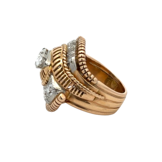 1940s 18KT Yellow Gold Diamond Ring side
