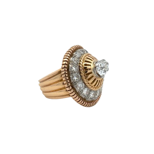 1940s 18KT Yellow Gold Diamond Ring side