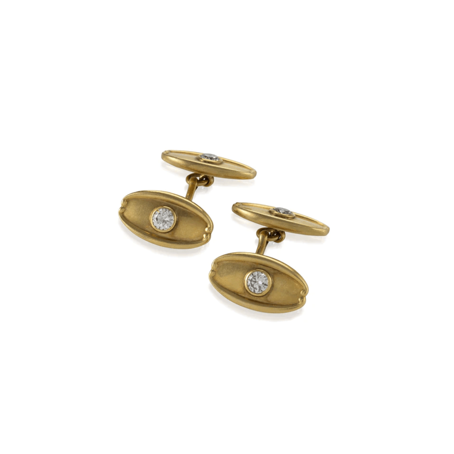 Tiffany & Co. Art French Nouveau 18KT Yellow Gold Diamond Cufflinks front