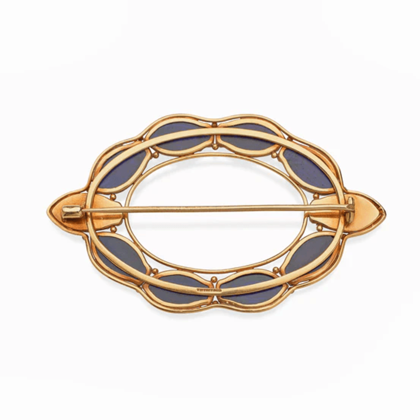 Tiffany & Co. Edwardian 18KT Yellow Gold Favrile Glass Scarab Brooch back