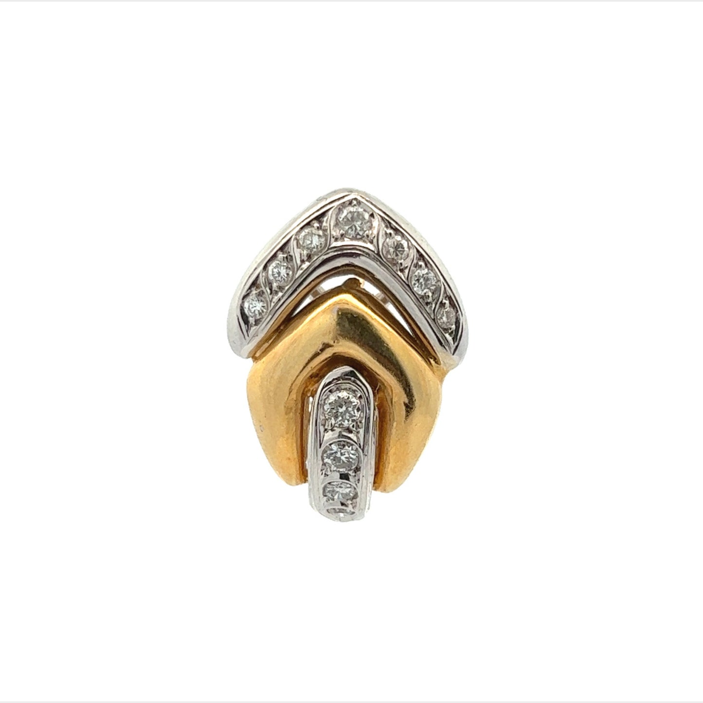 1980s Platinum & 18KT Yellow Gold Diamond Earrings front