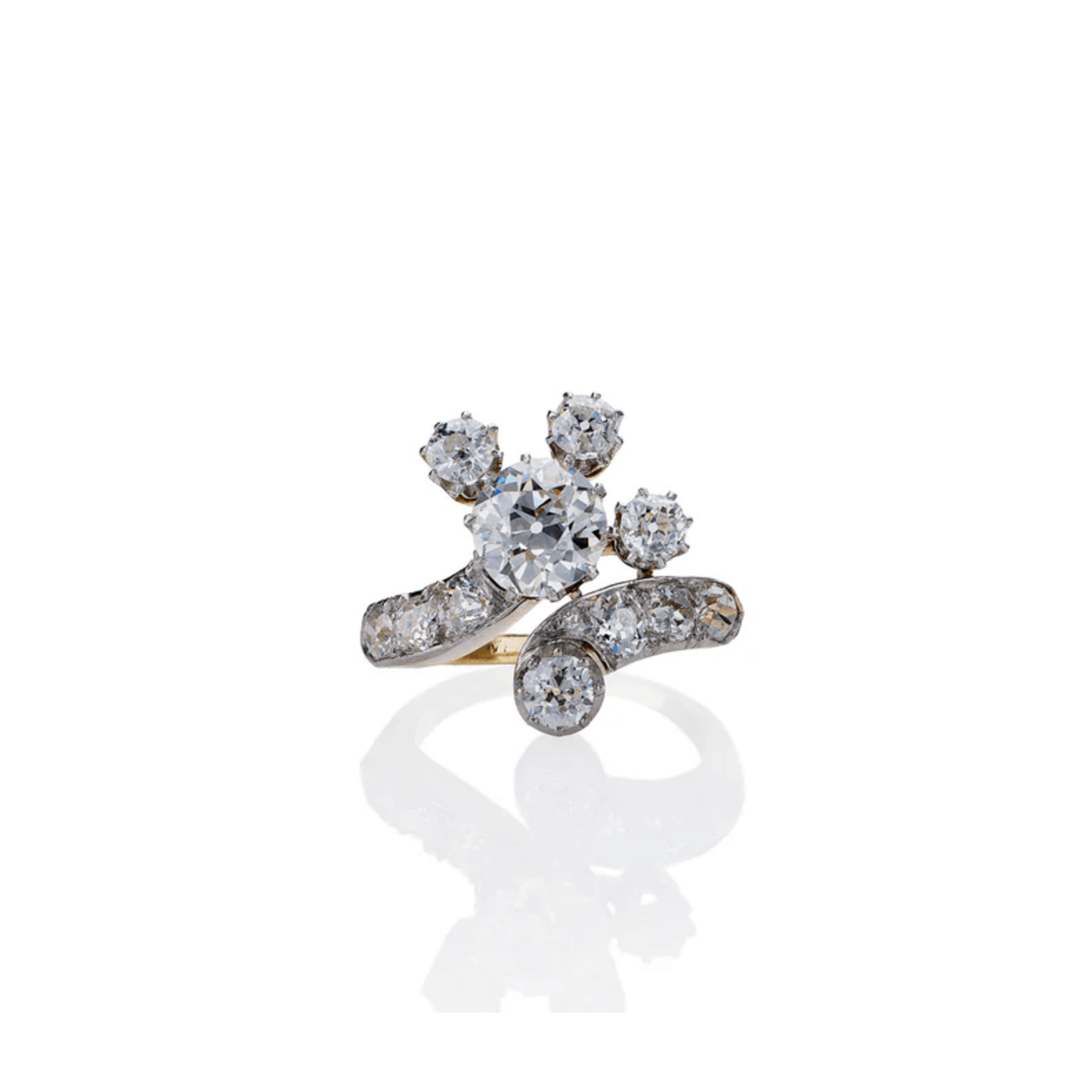 Edwardian Platinum & 18KT Yellow Gold Diamond Ring front