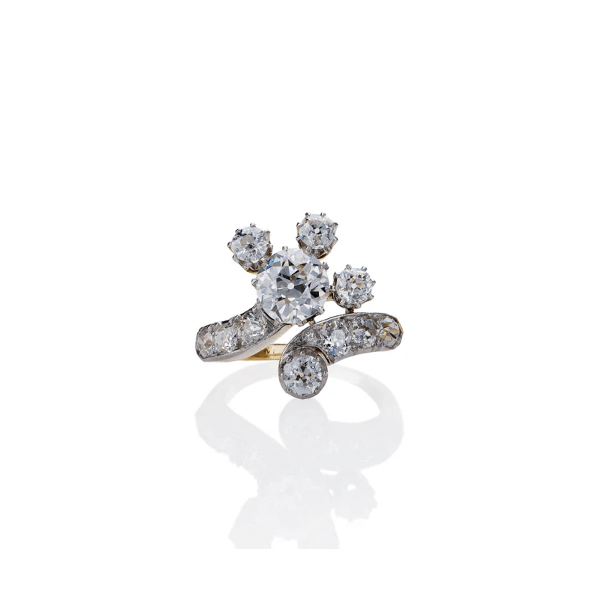 Edwardian Platinum & 18KT Yellow Gold Diamond Ring front