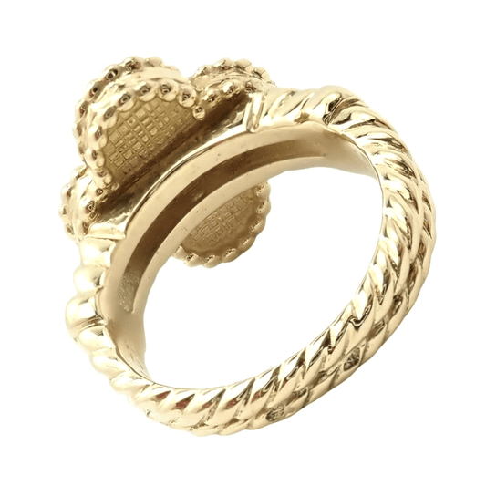 Van Cleef & Arpels Post-1980s 18KT Yellow Gold Diamond Alhambra Ring back