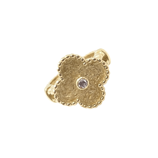 Van Cleef & Arpels Post-1980s 18KT Yellow Gold Diamond Alhambra Ring front