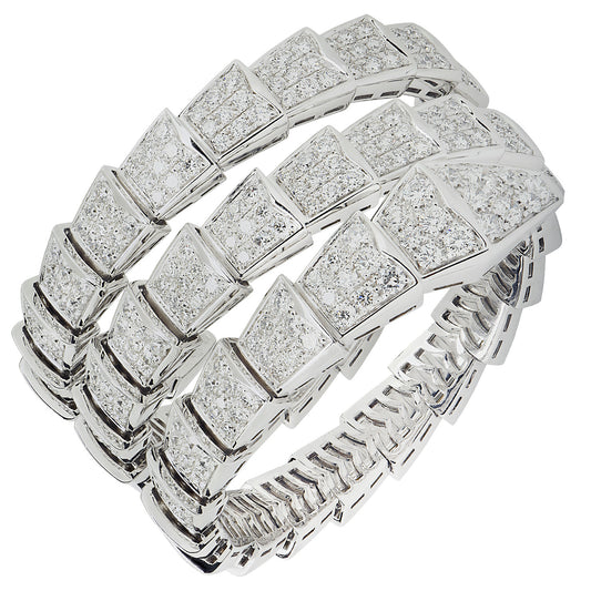 Bulgari Post-1980s 18KT White Gold Diamond Serpenti Viper Bracelet side