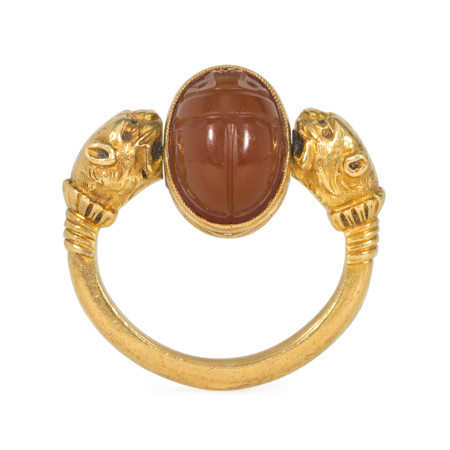 French Victorian 18KT Yellow Gold Carnelian Agate Ring profile