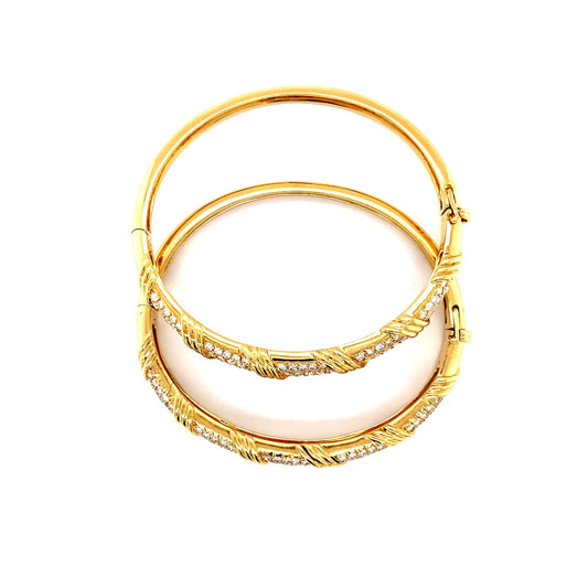Van Cleef & Arpels Paris Post-1980s Platinum & 18KT Yellow Gold Diamond Bangle Bracelets top