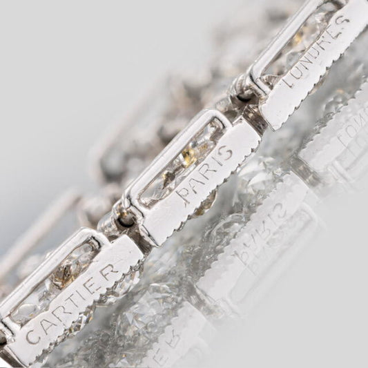 Cartier Paris Edwardian Platinum Diamond Bracelet signature