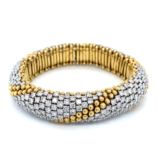 1960s 18KT Yellow Gold Diamond Couscous Bracelet front