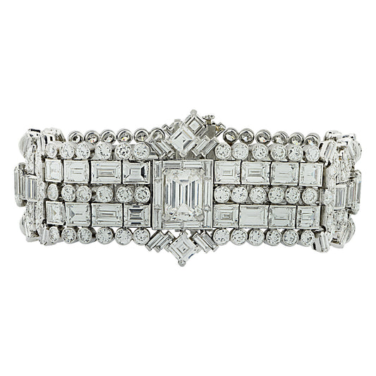 Art Deco Platinum Diamond Bracelet front