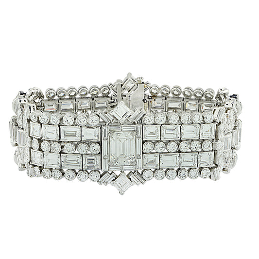 Art Deco Platinum Diamond Bracelet front